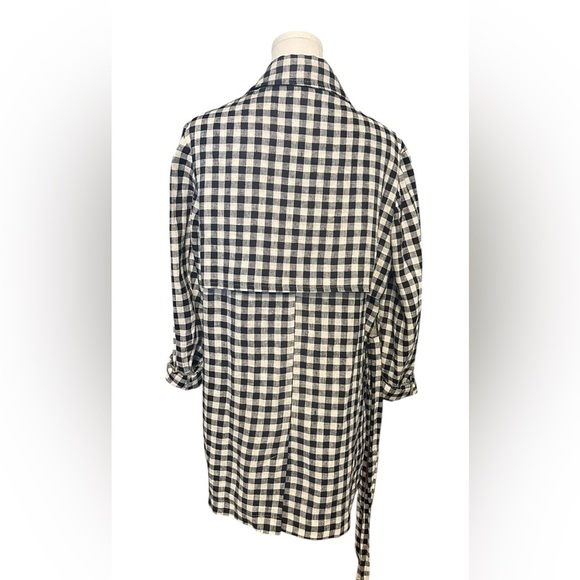 Crown Linen Designs 100% Linen black white gingham women's XS open front Jacket - Picture 3 of 5